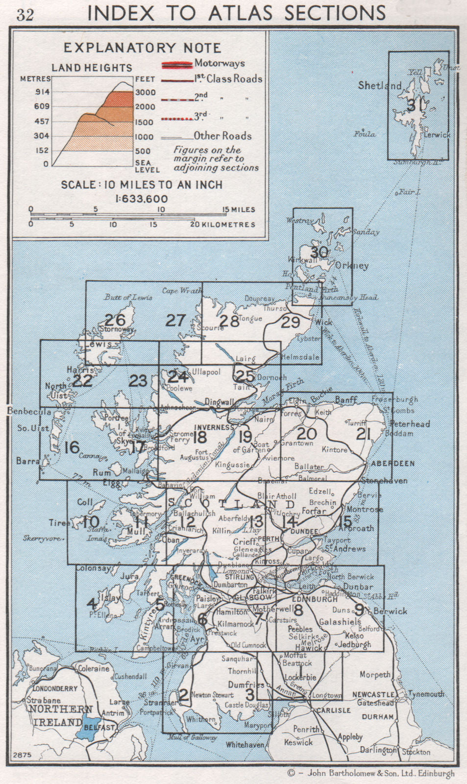 SCOTLAND. Index map. Vintage map plan 1967 old vintage chart
